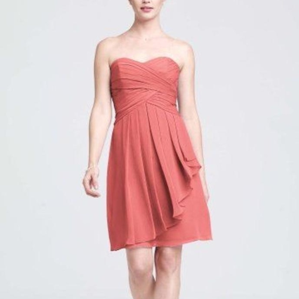 Short Crinkle Chiffon Dress with Front Cascade